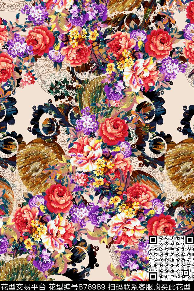 LL03.jpg - 876989 - 玫瑰 撇丝花卉 手绘 - 数码印花花型 － 女装花型设计 － 瓦栏