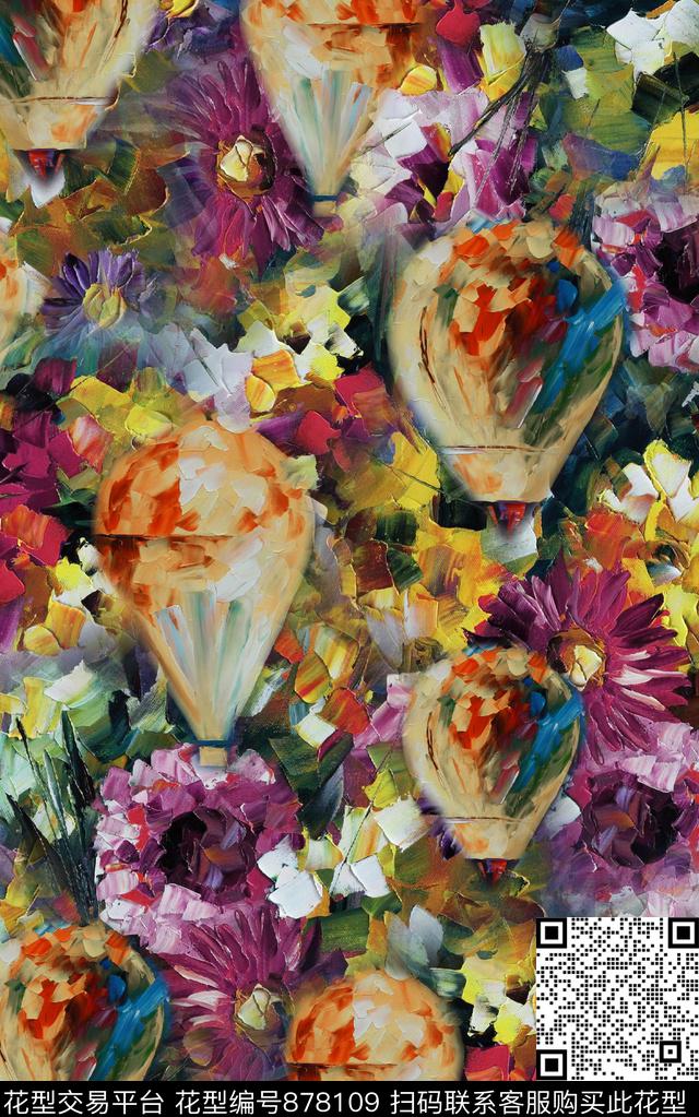 06007.jpg - 878109 - 抽象 花卉 油画 - 数码印花花型 － 女装花型设计 － 瓦栏