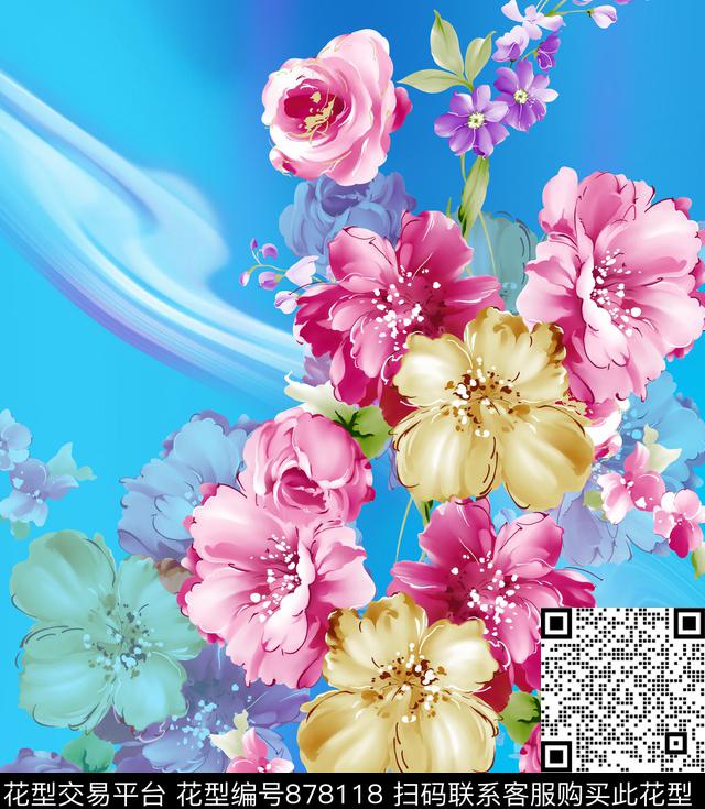 012.jpg - 878118 - 花朵 花卉 雾 - 数码印花花型 － 床品花型设计 － 瓦栏