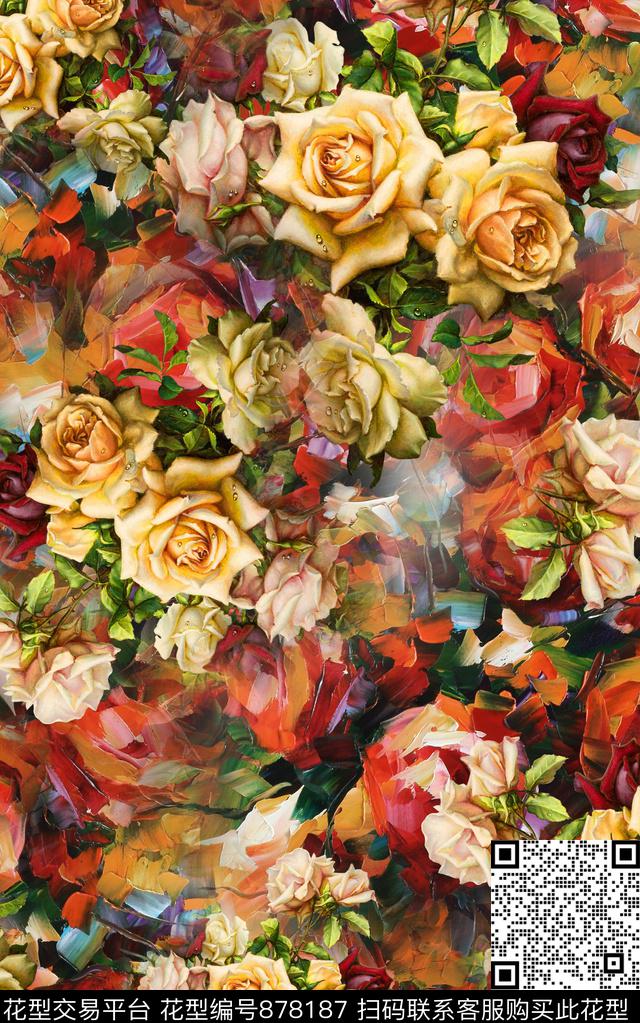 06015.jpg - 878187 - 花朵 花卉 油画 - 数码印花花型 － 女装花型设计 － 瓦栏