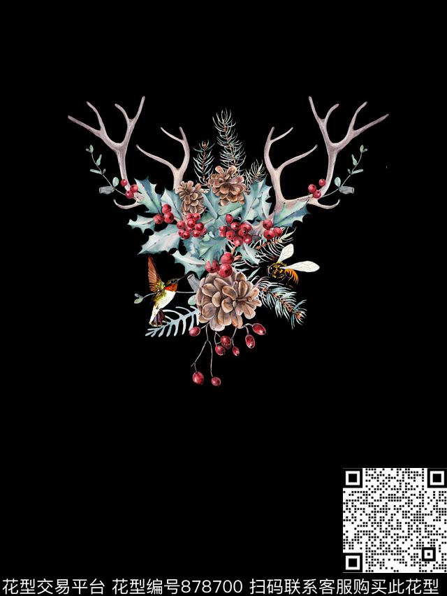 鹿时尚欧式数码印花花型下载（图片编号: 878700） - 瓦栏（Walan）