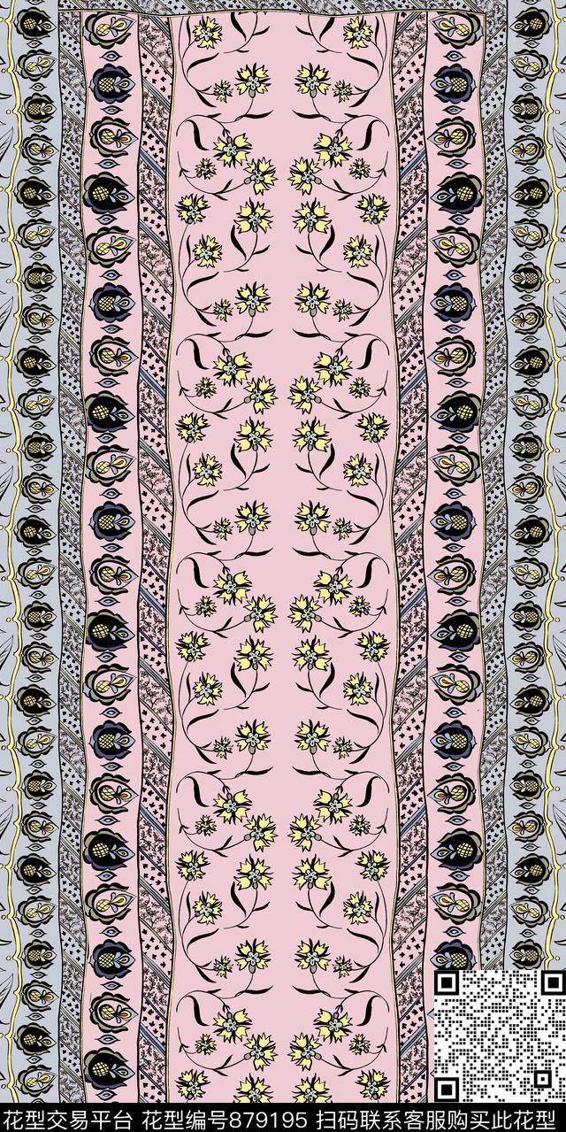 199.jpg - 879195 - 花卉 民族风 长巾 - 数码印花花型 － 长巾花型设计 － 瓦栏