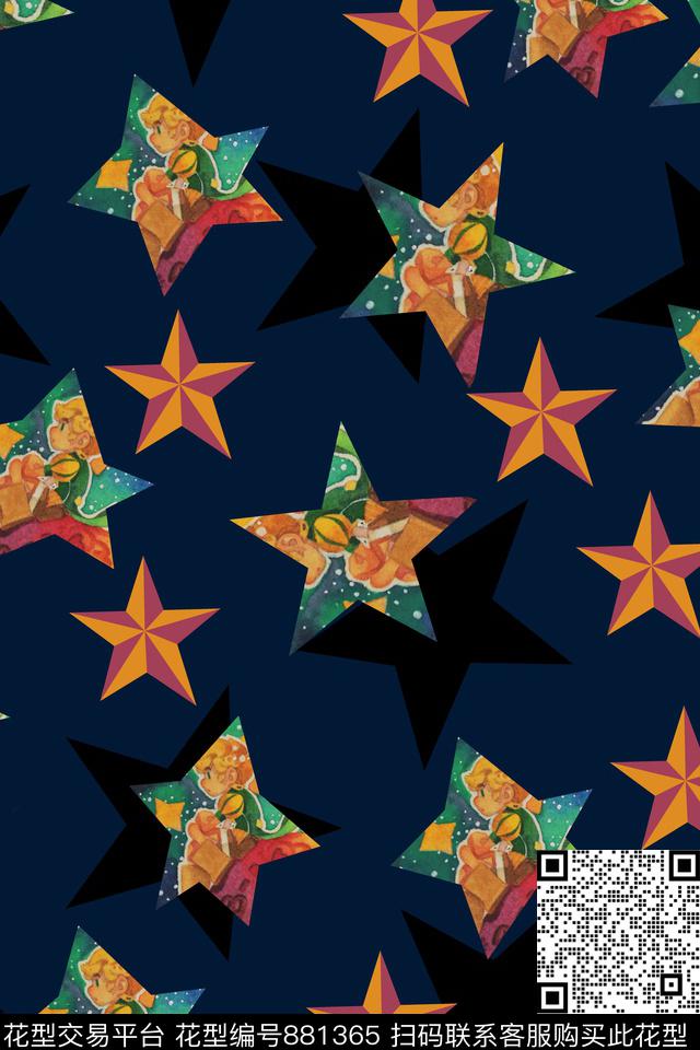 2705.jpg - 881365 - 小王子 星星 趣味 - 传统印花花型 － 童装花型设计 － 瓦栏