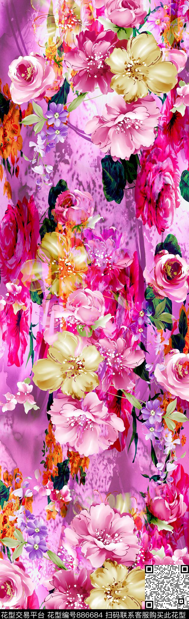 008.jpg - 886684 - 叶子 抽象 花卉 - 数码印花花型 － 长巾花型设计 － 瓦栏