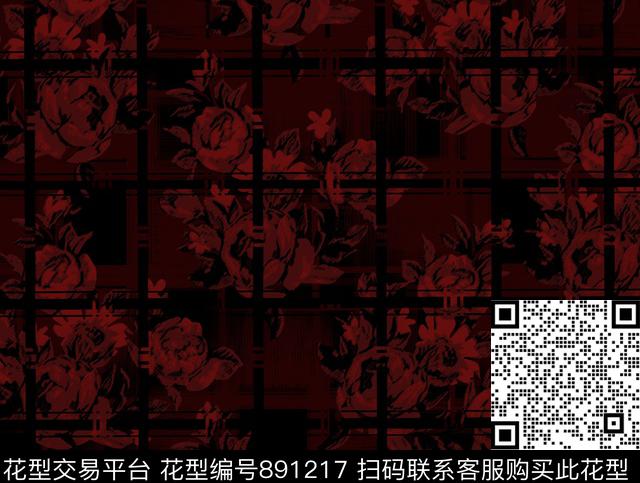 MY1702005.jpg - 891217 - 现代 花卉 大花朵 - 传统印花花型 － 男装花型设计 － 瓦栏