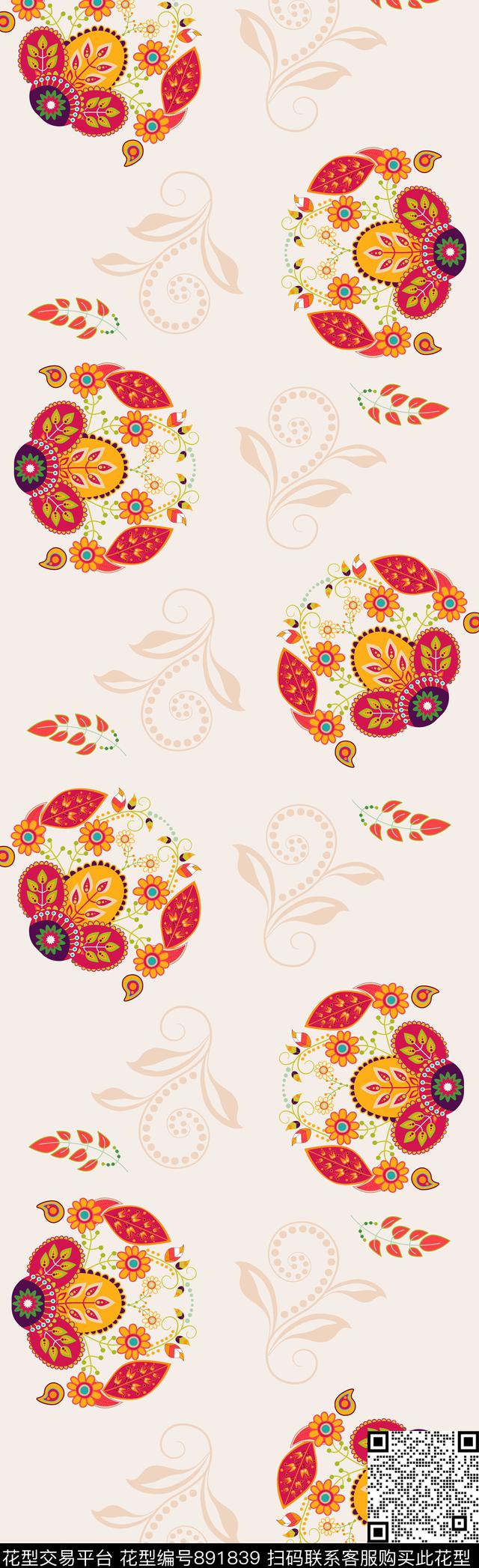 3.jpg - 891839 - 小清新 长巾 民族风 - 传统印花花型 － 长巾花型设计 － 瓦栏