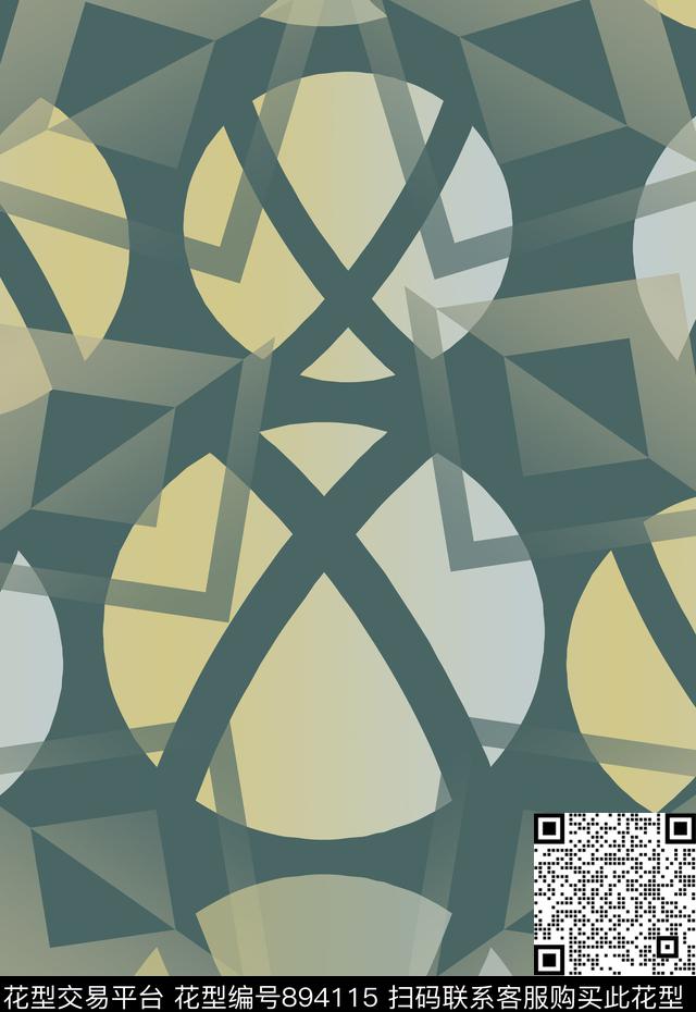 几何图案渐变色彩圆圈与波点数码印花花型下载（图片编号: 894115） - 瓦栏（Walan）