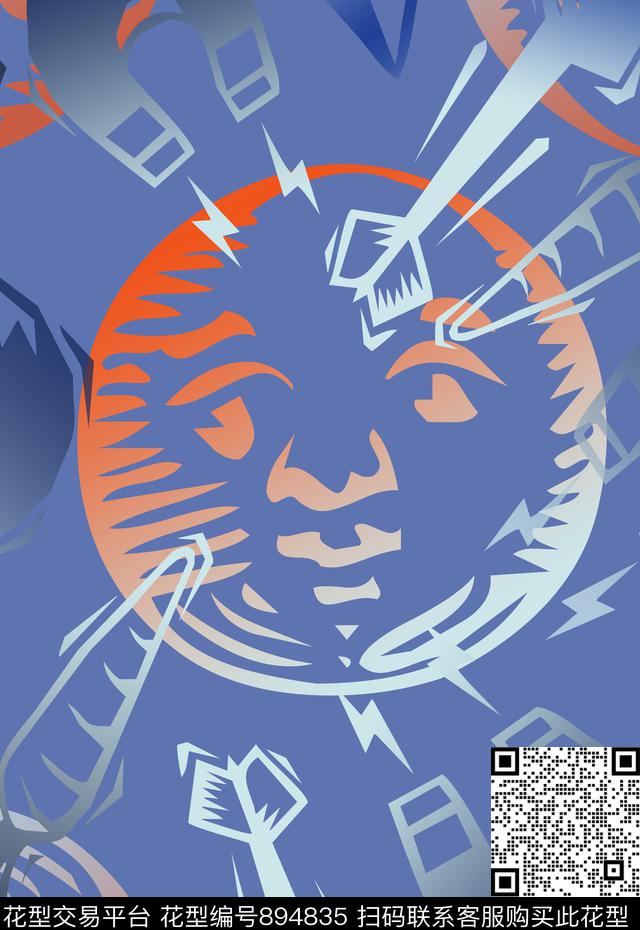 几何图案渐变年轻时尚手绘涂鸦图案数码印花花型下载（图片编号: 894835） - 瓦栏（Walan）