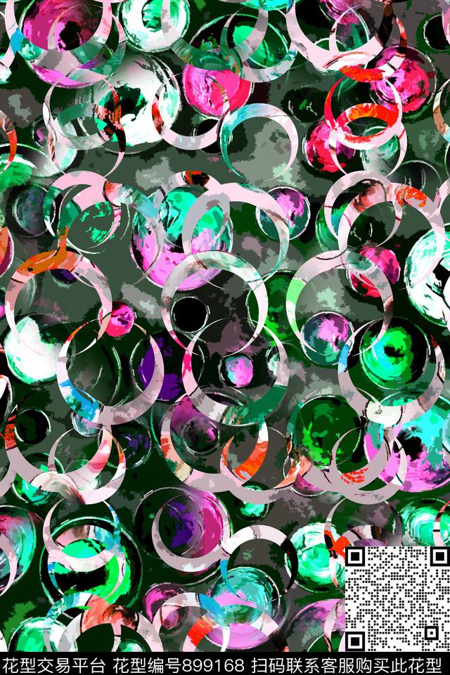 染色纽扣.jpg - 899168 - 几何撞色 扎染艺术 解构主义 - 数码印花花型 － 男装花型设计 － 瓦栏
