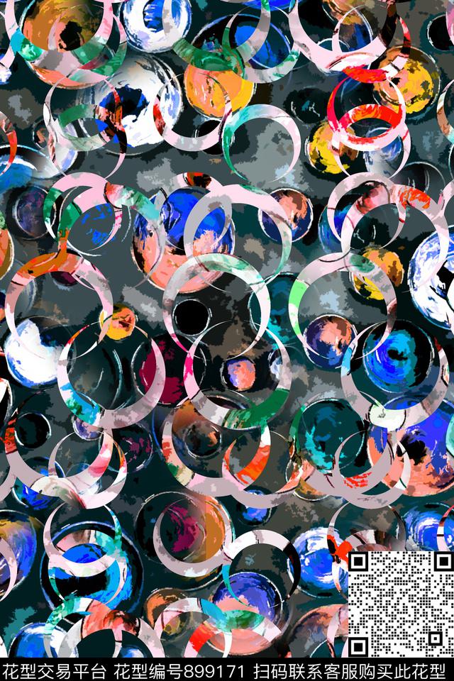 染色纽扣.jpg - 899171 - 几何撞色 扎染艺术 解构主义 - 数码印花花型 － 男装花型设计 － 瓦栏