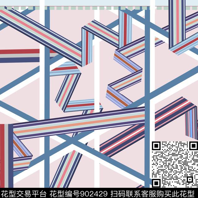趣味几何HERMES数码印花花型下载（图片编号: 902429） - 瓦栏（Walan）