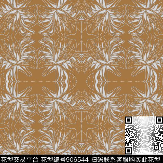 抽象花卉线条花卉丝巾围巾秀场传统印花花型下载（图片编号: 906544） - 瓦栏（Walan）