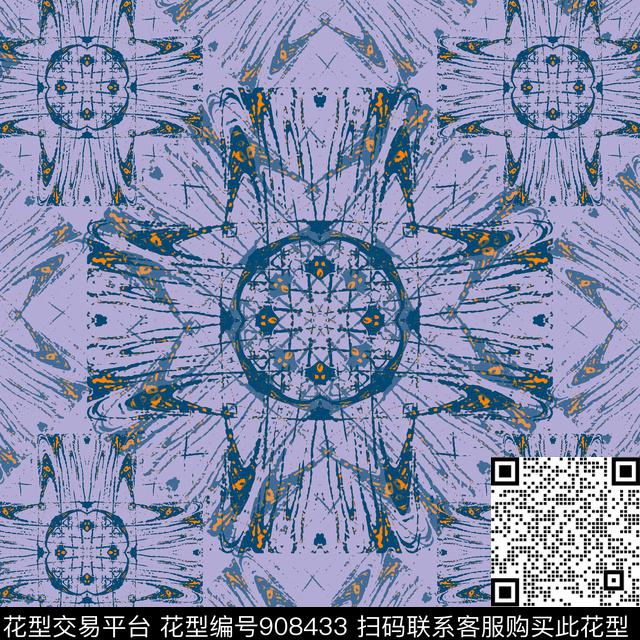 丝巾围巾秀场抽象装饰图案传统印花花型下载（图片编号: 908433） - 瓦栏（Walan）
