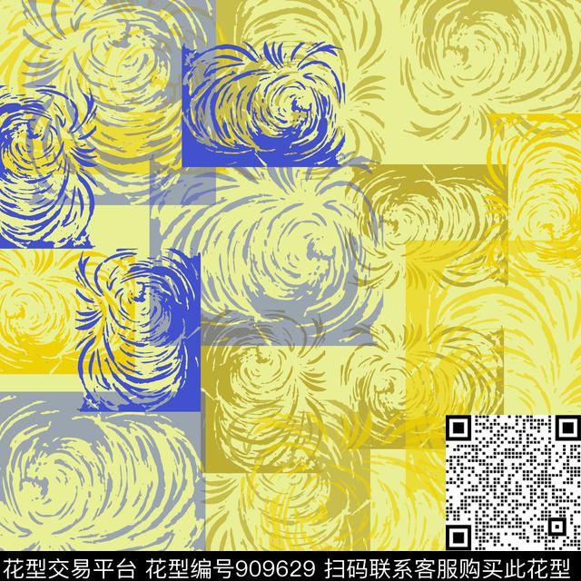 肌理笔触丝巾围巾秀场传统印花花型下载（图片编号: 909629） - 瓦栏（Walan）