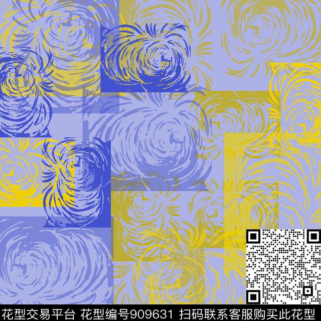 肌理笔触丝巾围巾秀场传统印花花型下载（图片编号: 909631） - 瓦栏（Walan）