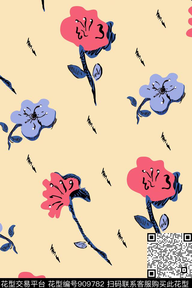 浪漫花卉2018流行趋势甜美田园传统印花花型下载（图片编号: 909782） - 瓦栏（Walan）