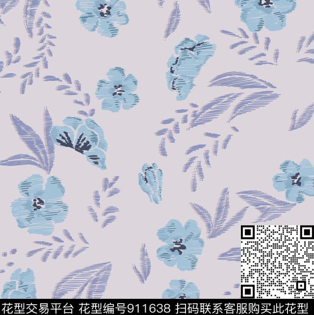 MY1702011-B.jpg - 911638 - 简约 花卉 绿植树叶 - 传统印花花型 － 女装花型设计 － 瓦栏