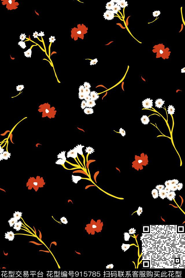 复古小雏菊小碎花传统印花花型下载（图片编号: 915785） - 瓦栏（Walan）