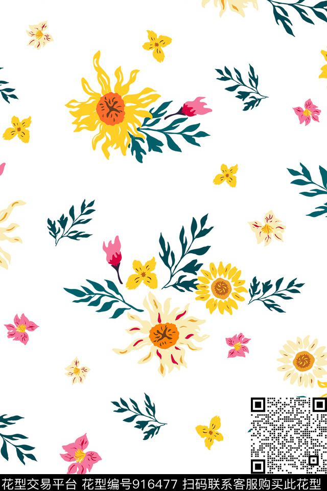 文艺小碎花原创手绘传统印花花型下载（图片编号: 916477） - 瓦栏（Walan）