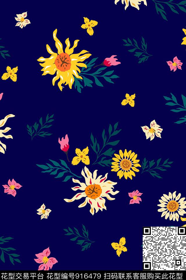 文艺小碎花原创手绘传统印花花型下载（图片编号: 916479） - 瓦栏（Walan）