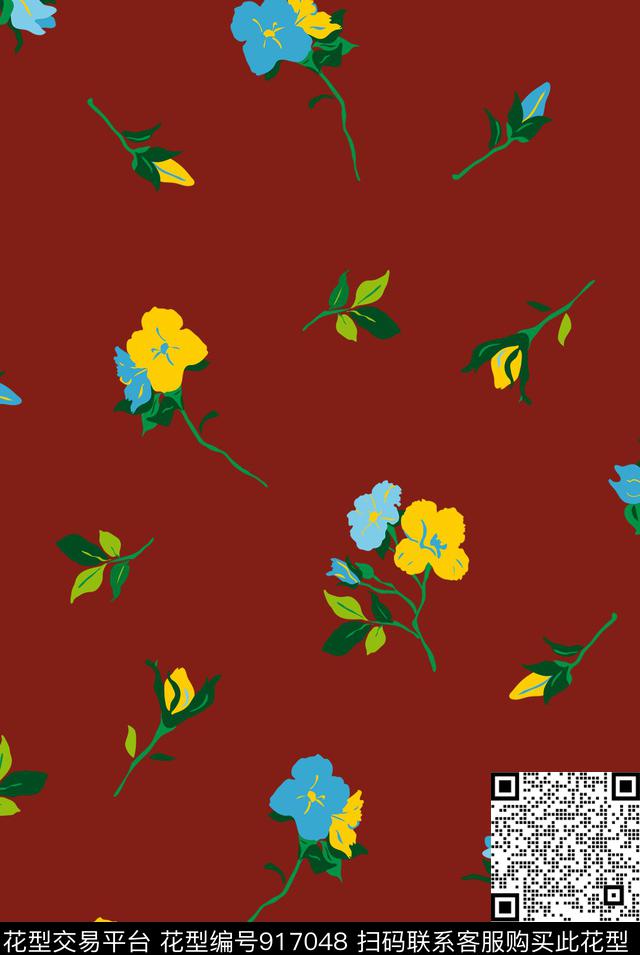少女小碎花原创手绘传统印花花型下载（图片编号: 917048） - 瓦栏（Walan）