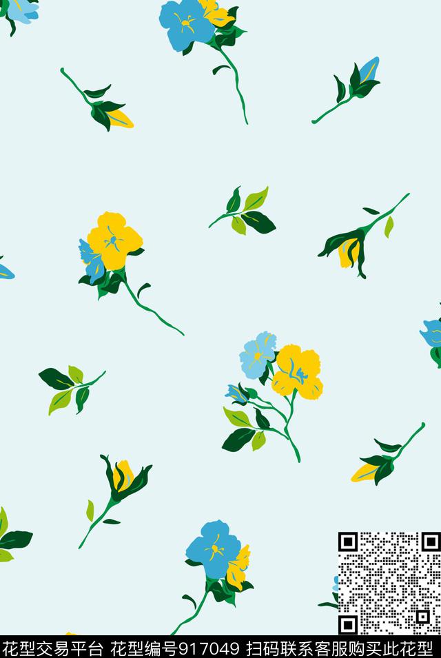 少女小碎花原创手绘传统印花花型下载（图片编号: 917049） - 瓦栏（Walan）