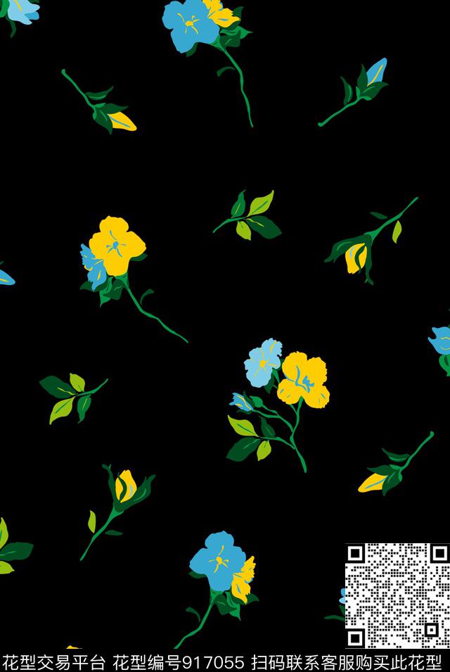 少女小碎花原创手绘传统印花花型下载（图片编号: 917055） - 瓦栏（Walan）