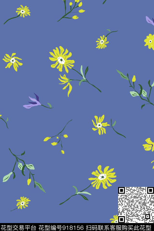 小碎花花卉原创手绘传统印花花型下载（图片编号: 918156） - 瓦栏（Walan）