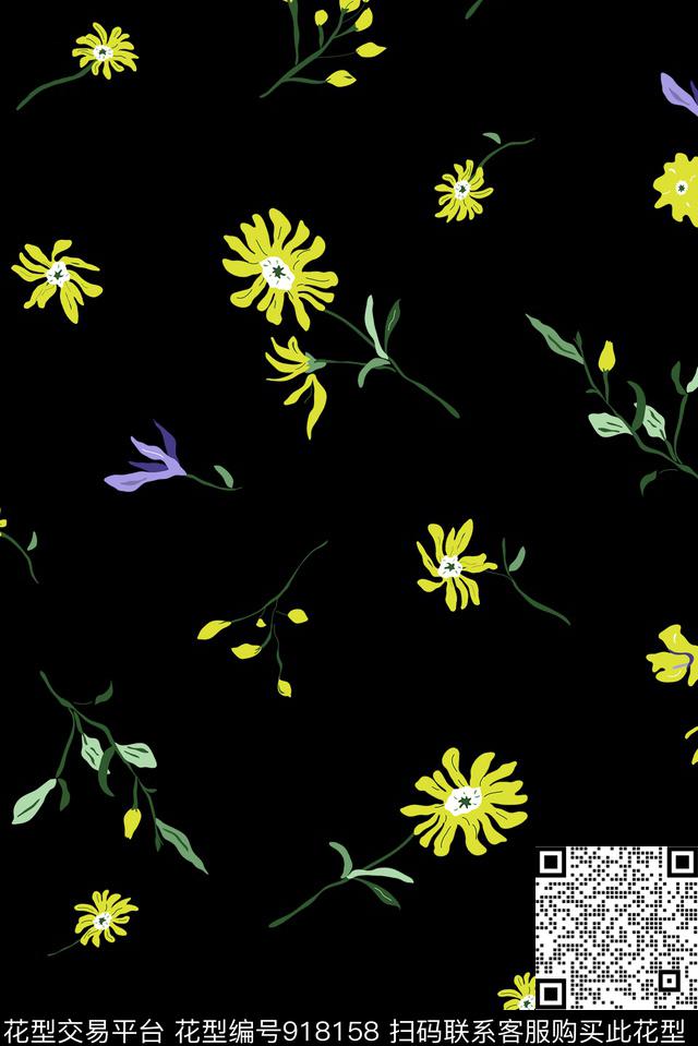 小碎花花卉原创手绘传统印花花型下载（图片编号: 918158） - 瓦栏（Walan）