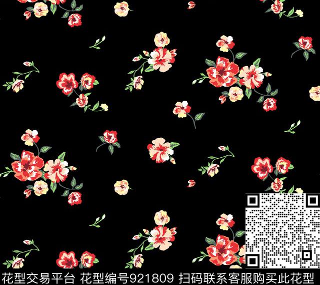 传统花型复古田园花卉传统印花花型下载（图片编号: 921809） - 瓦栏（Walan）
