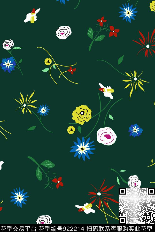 小碎花花卉大牌风传统印花花型下载（图片编号: 922214） - 瓦栏（Walan）