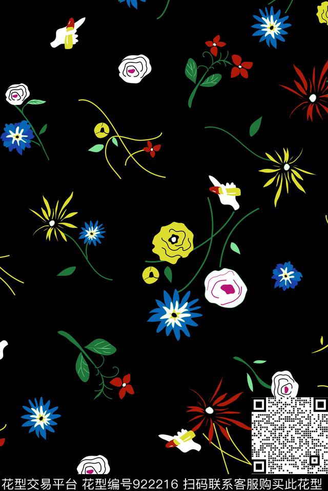 小碎花花卉大牌风传统印花花型下载（图片编号: 922216） - 瓦栏（Walan）