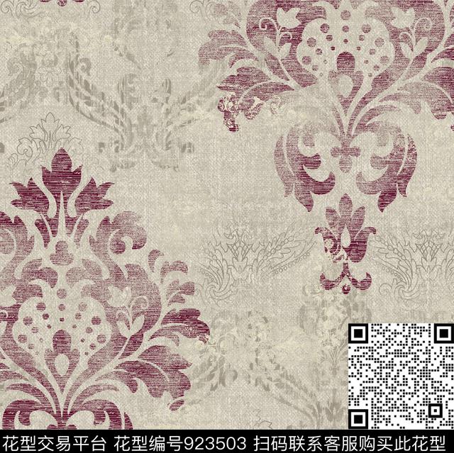 55135-v1.jpg - 923503 - 古典花纹 欧式风格 底纹肌理 - 传统印花花型 － 床品花型设计 － 瓦栏
