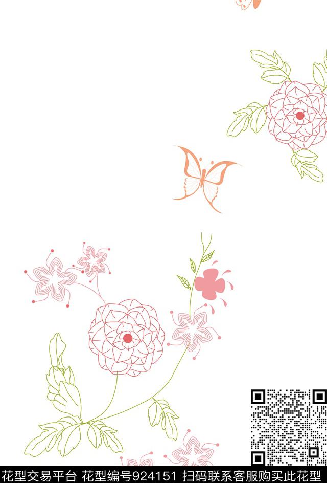 备份白色花.jpg - 924151 - 绣花花型 花卉 定位花 - 数码印花花型 － 女装花型设计 － 瓦栏