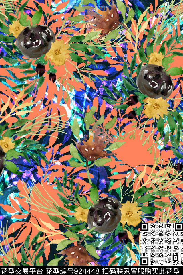 20170827 swim1.jpg - 924448 - 大花 彩底花卉 泳装 - 数码印花花型 － 女装花型设计 － 瓦栏
