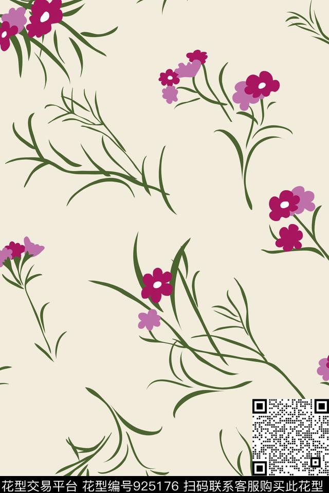 花卉淑女小碎花传统印花花型下载（图片编号: 925176） - 瓦栏（Walan）