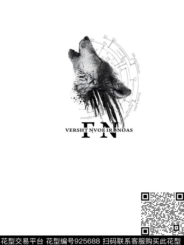 创意艺术狼数码印花花型下载（图片编号: 925688） - 瓦栏（Walan）