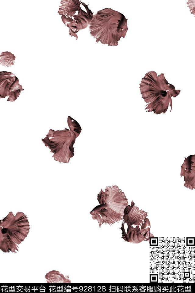 动物鱼斗鱼数码印花花型下载（图片编号: 928128） - 瓦栏（Walan）