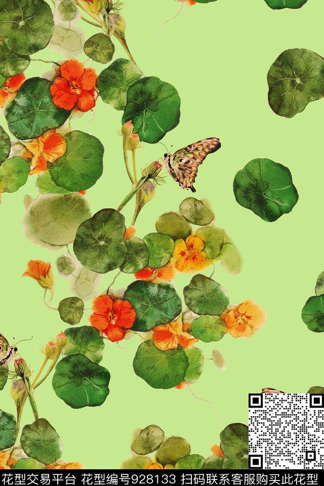 数码花型花卉绿植树叶数码印花花型下载（图片编号: 928133） - 瓦栏（Walan）