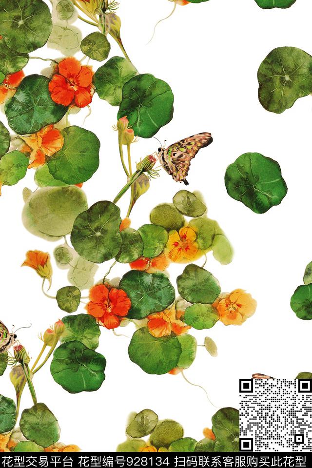 数码花型花卉绿植树叶数码印花花型下载（图片编号: 928134） - 瓦栏（Walan）