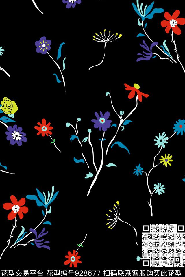 花卉小碎花文艺传统印花花型下载（图片编号: 928677） - 瓦栏（Walan）