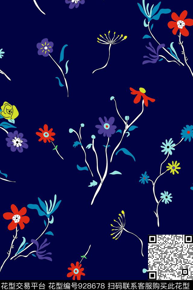 花卉小碎花文艺传统印花花型下载（图片编号: 928678） - 瓦栏（Walan）