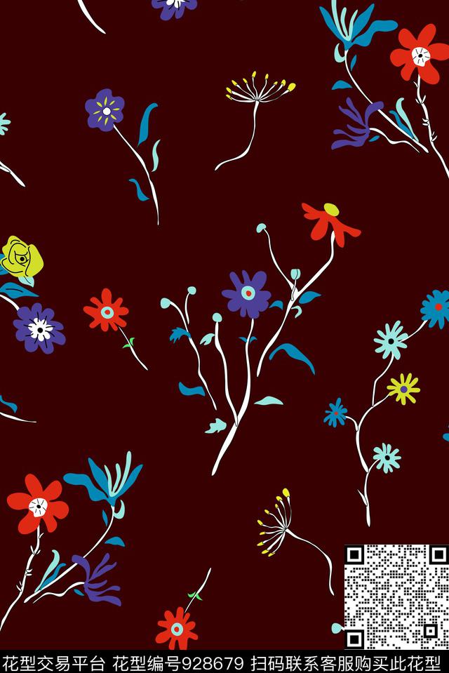 花卉小碎花文艺传统印花花型下载（图片编号: 928679） - 瓦栏（Walan）