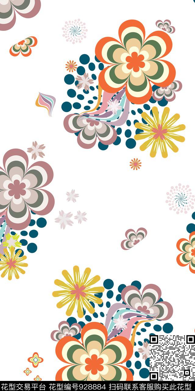 9.jpg - 928884 - 几何 旗袍 大牌风 - 传统印花花型 － 女装花型设计 － 瓦栏