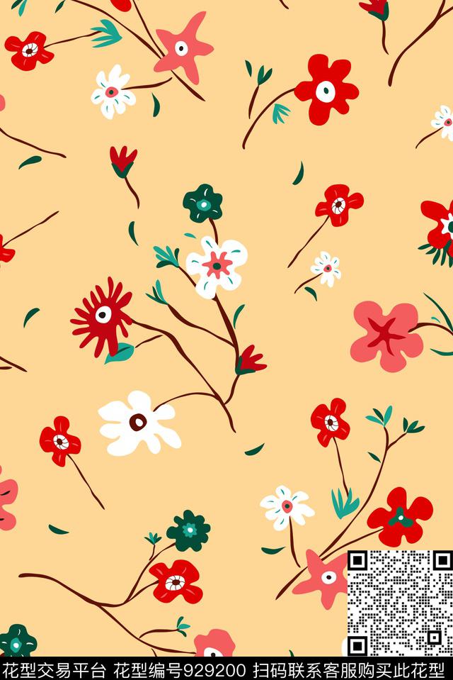 花卉小碎花大牌风传统印花花型下载（图片编号: 929200） - 瓦栏（Walan）