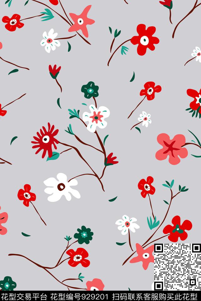 花卉小碎花大牌风传统印花花型下载（图片编号: 929201） - 瓦栏（Walan）