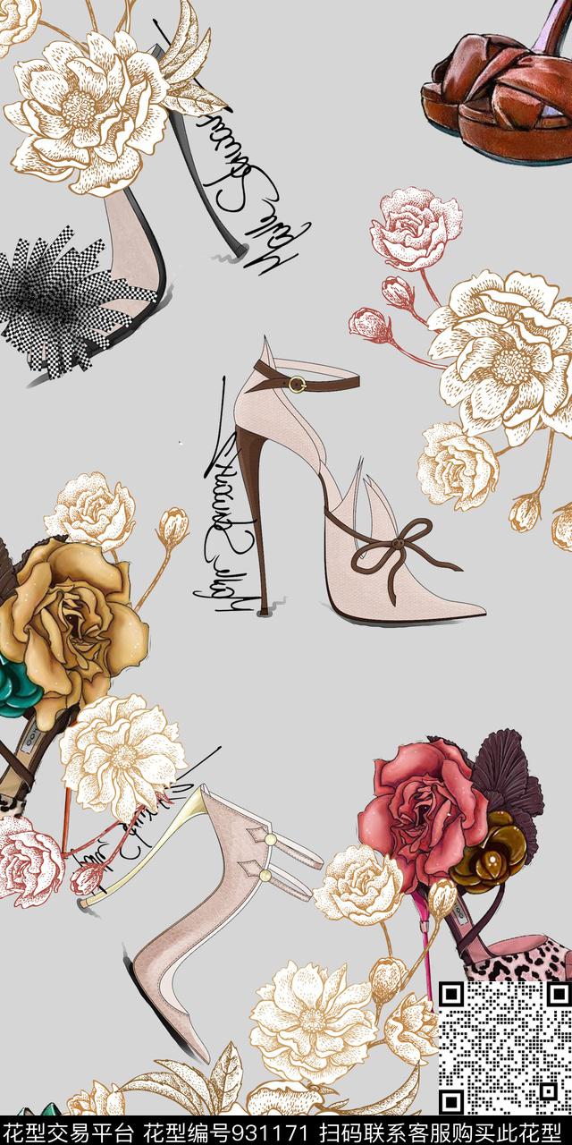 AC170905-3.jpg - 931171 - 鞋子 高跟鞋 花卉 - 数码印花花型 － 女装花型设计 － 瓦栏