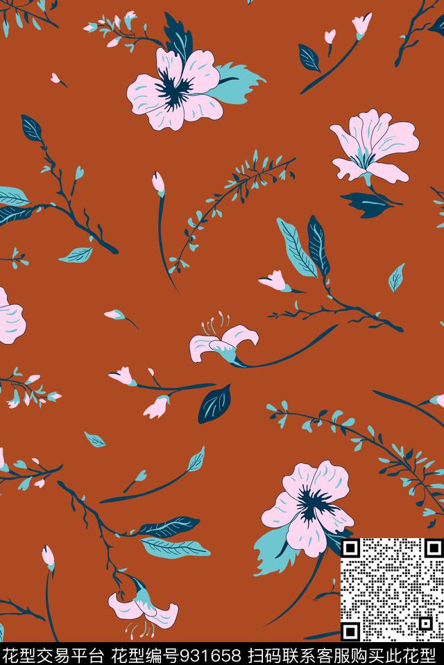 花卉小碎花大牌风传统印花花型下载（图片编号: 931658） - 瓦栏（Walan）