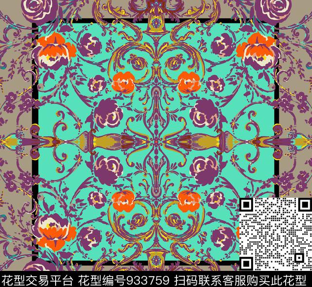 Block Scroll-v1.jpg - 933759 - 数码花型 宫廷风 佩斯利 - 传统印花花型 － 女装花型设计 － 瓦栏