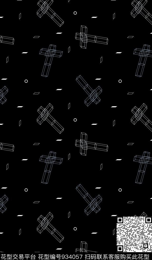几何3.jpg - 934057 - 线条 几何 素描 - 传统印花花型 － 男装花型设计 － 瓦栏